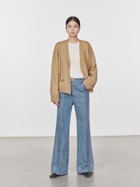 CHICJOC 100% Cashmere Cardigan Camel Size 36